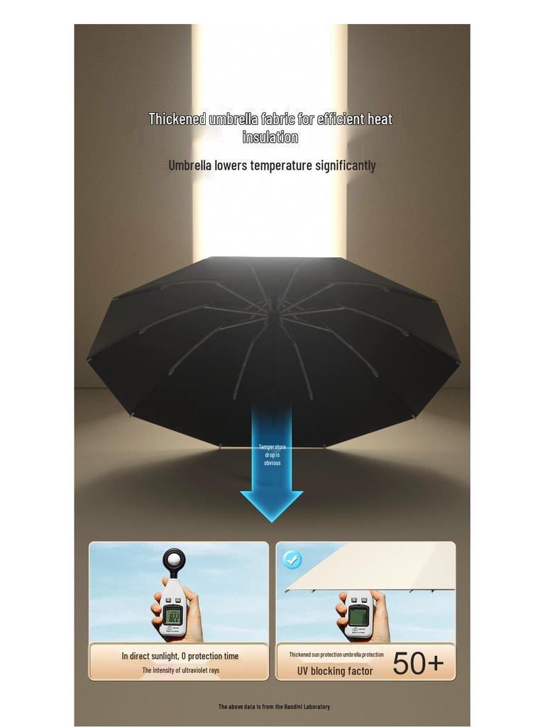 Очень большой ветрозащитный штормовой зонт с несколькими спицами и защитой от солнца, покрытие из черного клея, для дождя или солнца, складной для мужчин и женщин