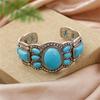 New Year Retro Ethnic Style Bangle: Natural Stone Inlaid Bracelet with Personality