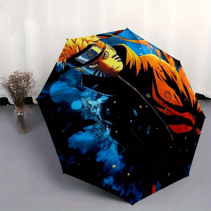 Uzumaki Fire Mode Artwork Umbrella with Plastic Handle, Compact & Stylish, Vibrant Cartoon Pattern, Suitable for All Seasons H