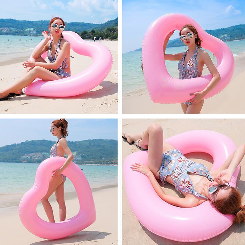 1PC Inflatable Swimming Ring Water Swimming Pool PVC Swimming Ring Photo Props Love Swimming Circle Red 90/120cm