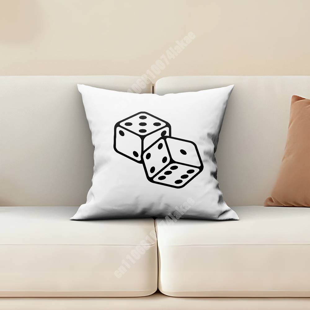 Casino Dice Chip Bet Wager Pillow Cover Sofa Couch Cushion Case Home Living Room Decoration