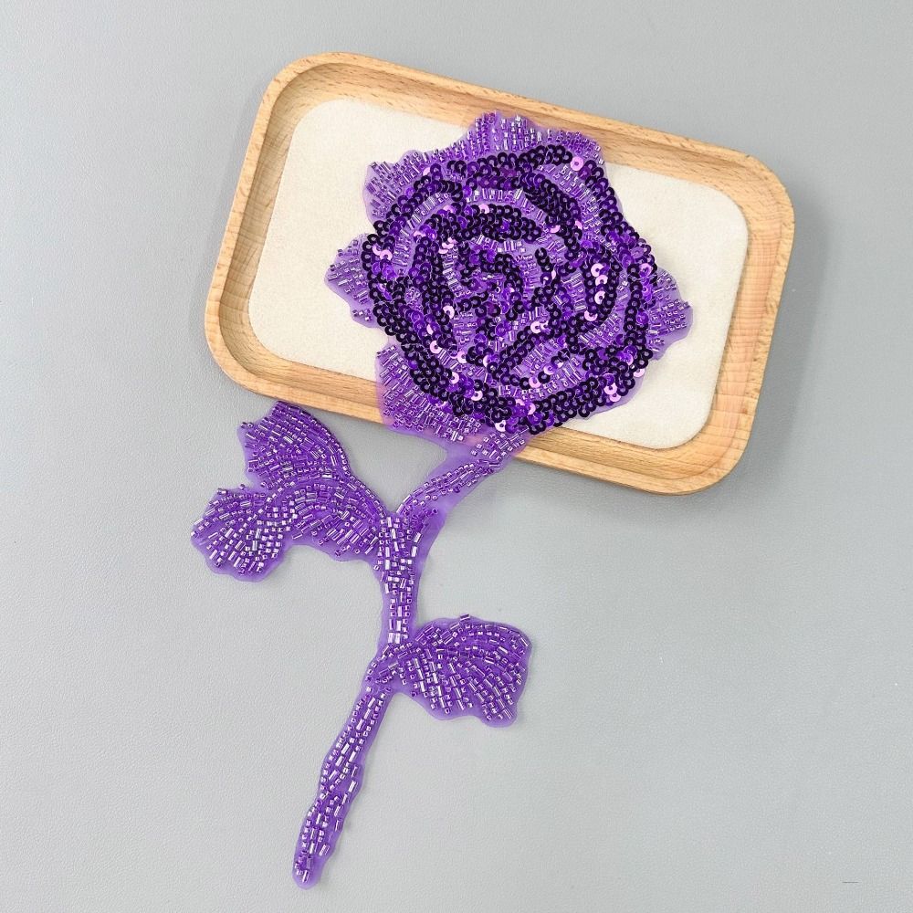2PCS Handmade Sequin Rose Appliques Flower Clothing Applique Delicate Clothing Patches  Women
