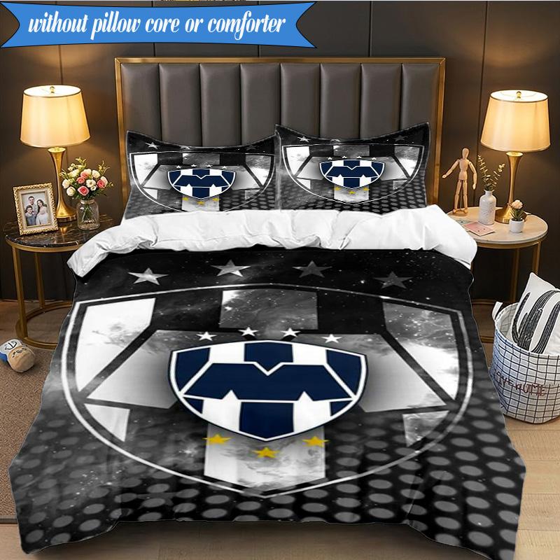 Football Club Emblem 3pcs K-pop music group Bedding set,Ideal for Bedroom, Dormitory,Including Duvet Cover And 2pcs Pillowcases,Fan gifts