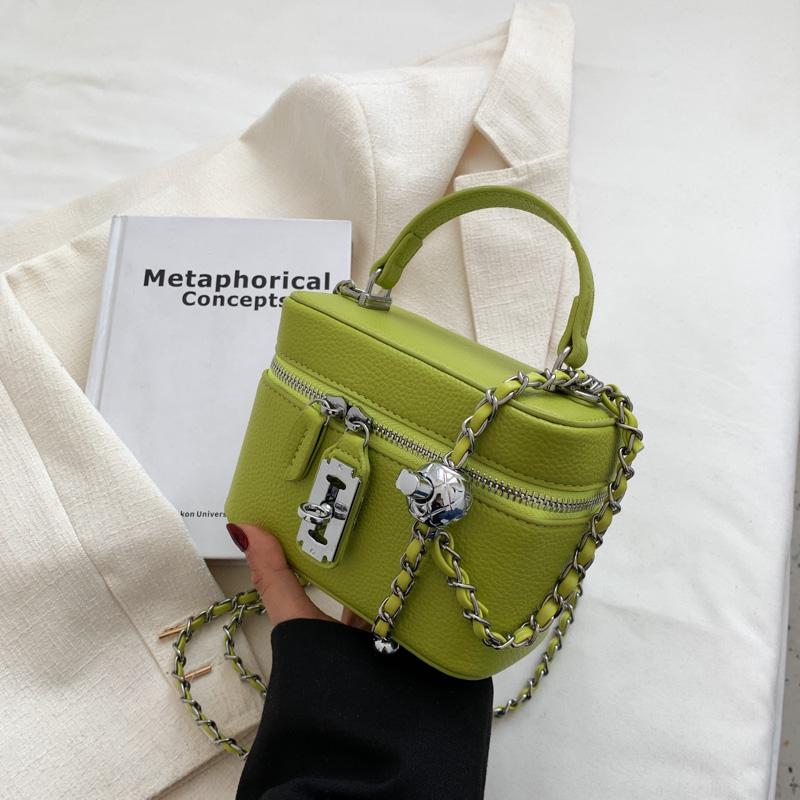 Модные цепочки, сумки через плечо, модные сумки из искусственной кожи с застежкой-молнией, однотонные женские мини-сумки квадратной формы