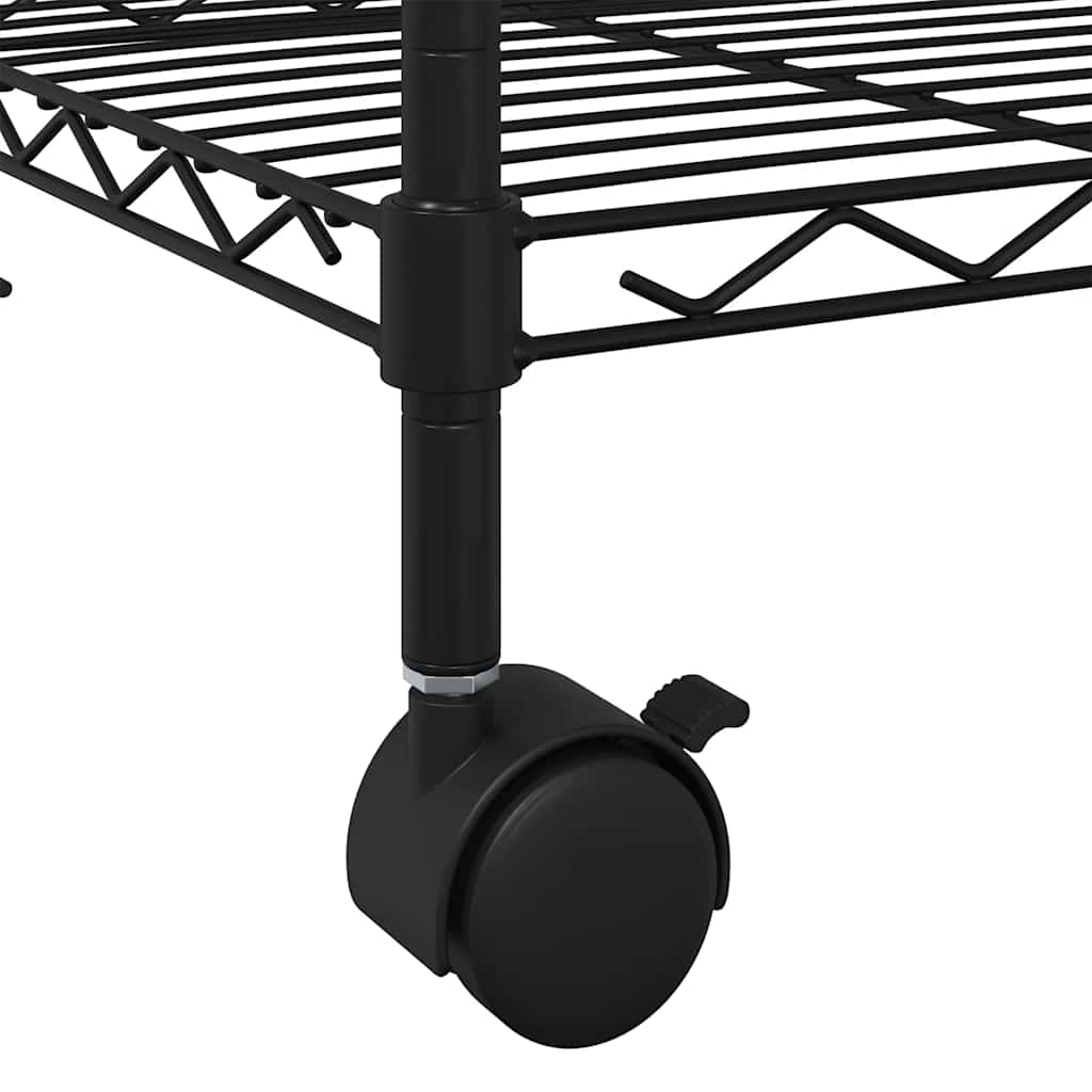 Стеллаж для хранения с 3 полками и колесиками 60 x 35 x 81 см Черный Грузоподъемность 150 кг
