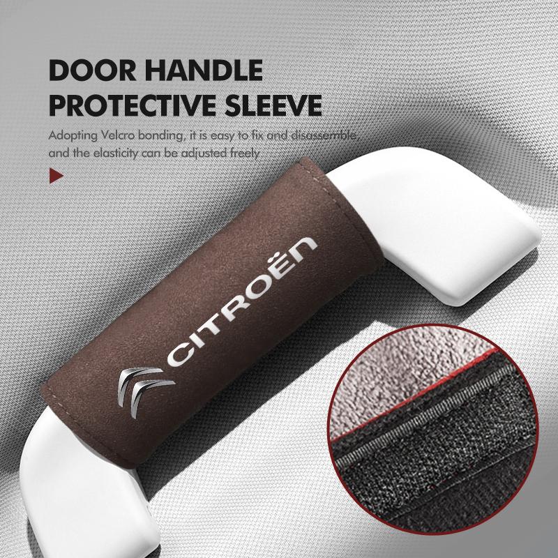 OCDK9 2Pcs Car Roof Handle Protection Cover Suede Safety Pull Gloves For Citroen Jumper Celysee Cactus Picasso Aircross Saxo Grand