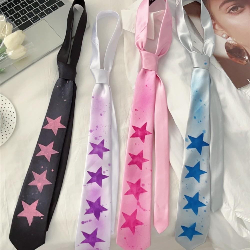 Y2K Star Tie Sweet Unisex Necktie Creative Glossy Tie Suit Accessories