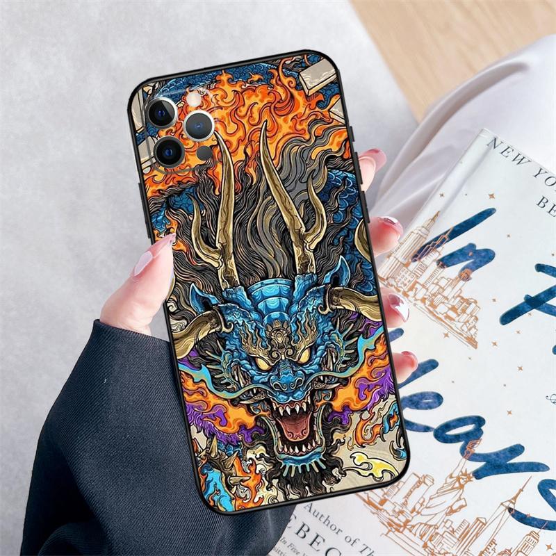 Японский Дракон Чехол для Телефона Для iPhone 16 Pro Max 11 12 13 Mini 14 15 Pro Max XR 15 16 Plus 16e Чехол Coque