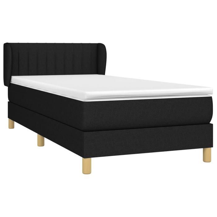 Maison Exclusive - Sommier à lattes de lit avec matelas Noir 90x200 cm Tissu