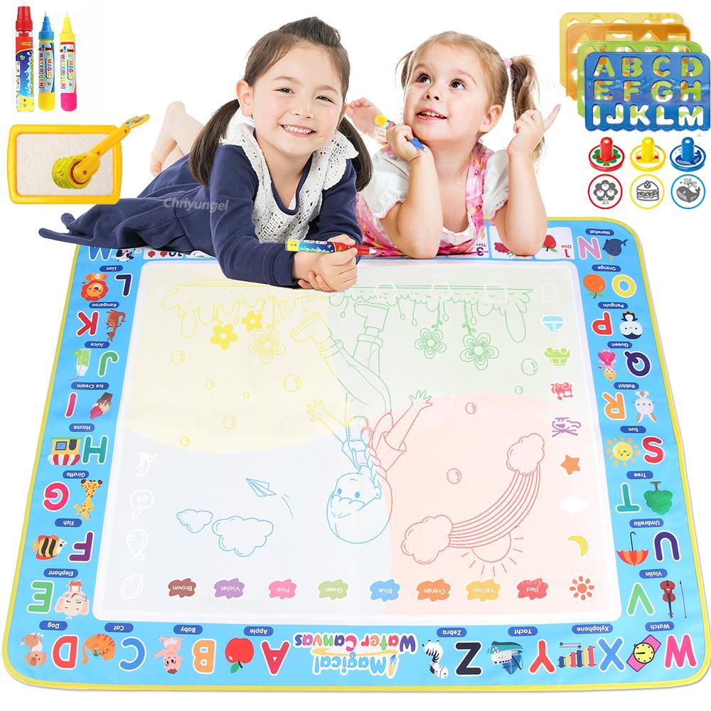 Коврик для рисования Magic Water 100x80 см с многоразовыми волшебными ручками, доска для рисования для детей, рисунок по методу Монтессори 39X31 дюйм