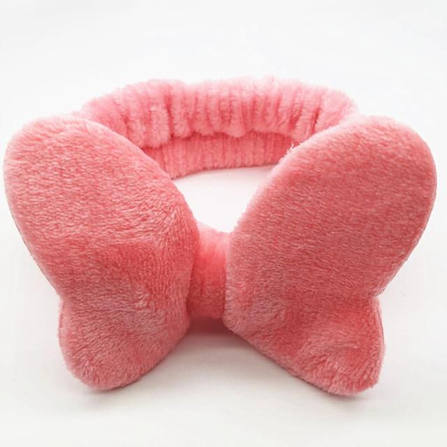 Butterfly Hair Bands for Women Solid Coral Fleece Elastic Bow Headband Soft Wash Face Head Band Cute Girls Accessories Headwrap