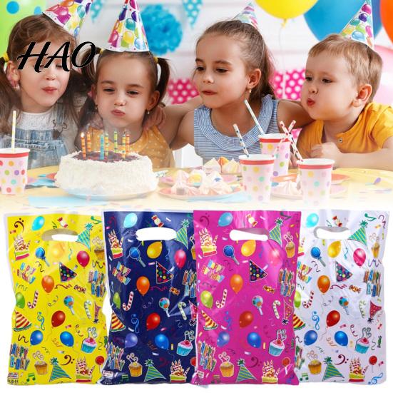 Candy Goodie Treat Bags 50Pcs with Handle Large Capacity BPA-free Party Vibrant Colors Cartoon Patterns Birthday Gift Toys