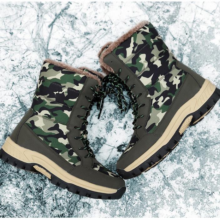 Женские зимние бархатные зимние ботинки, повседневные замшевые, на шнуровке, теплые, высокие, хлопковые, большие, с толстой подошвой, камуфляжные ботинки
