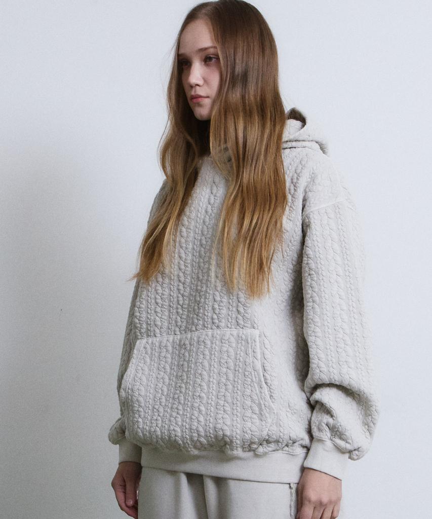 ADERNM Granpa Cozy Cable Hoodie (Beige)