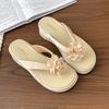 Fashion Flower Women Flip Flops Wedges Slippers Flat Sandals Casual Shoes Woman 2025 Trend Beach Clip Toe Summer Platform Comfort Slides