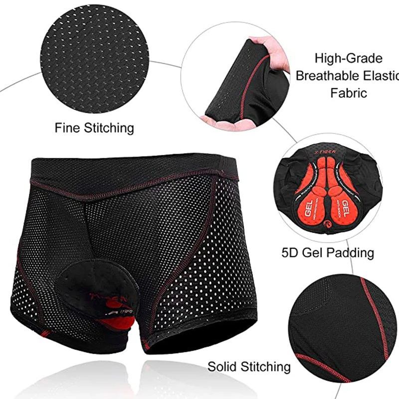 X-TIGER Men's Cycling Underwear Shorts 5D Gel Pad Breathable Non-Slip Bike Shorts Bike Underpant MTB Road Bike Riding Shorts