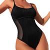 European and American one-piece swimsuit women's 1011 new wave pattern fabric splicing back tether