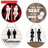 1pc 2d Flat Toilet Round Wooden Sign - 20cm, Home Business Mall Bar Bathroom Sign Wall Decoration Toilet Please Wash Your Hands
