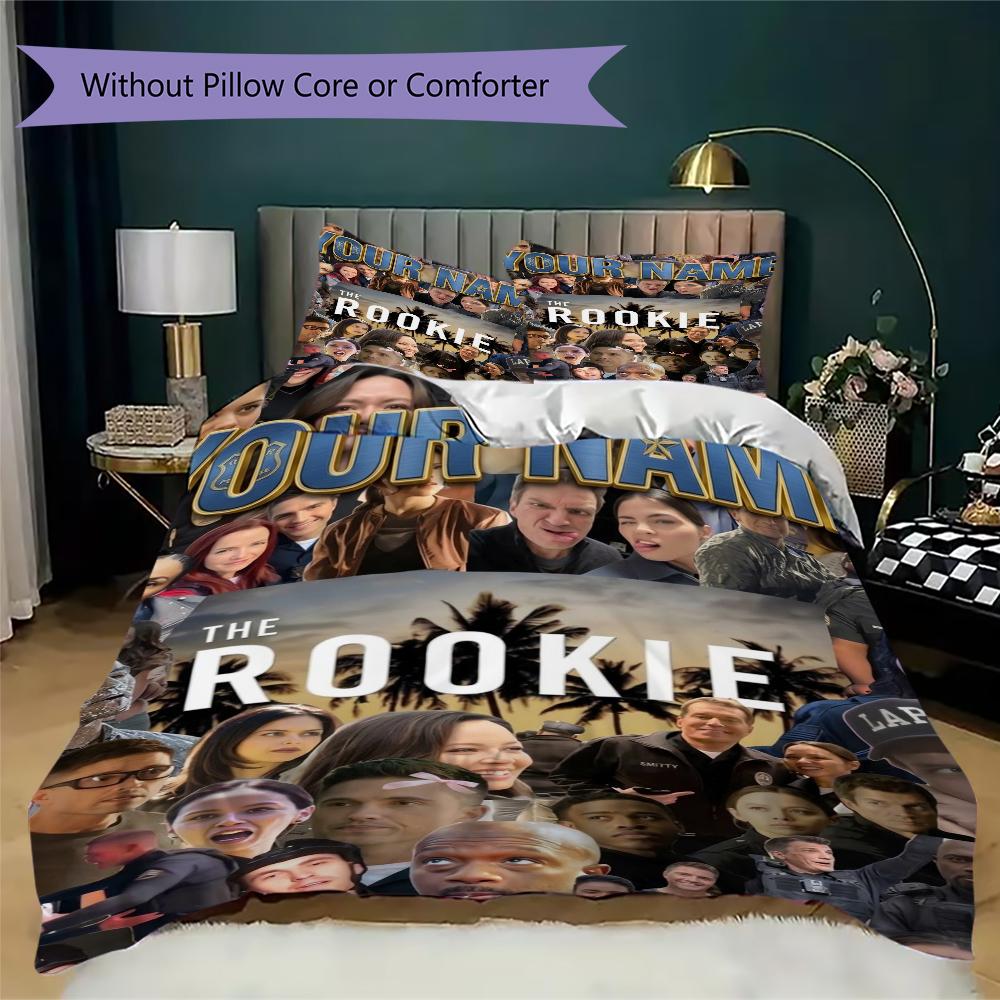 Custom Name The Rookie Pattern Bedding uilt Set uilt Cover Pillowcase Home Decoration Birthday Gift (1*duvet cover+2*pillowcase without core)