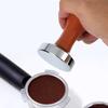 51/53/58MM Espresso Coffee Tamper Powder Wooden Handle Coffee Flat Tamper Hammer Stainless Steel Coffee Base Barista Accessories