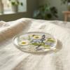 Round Floral Print Coasters Transparent Insulation Pad Table Decoration Cup Mat  Gifts