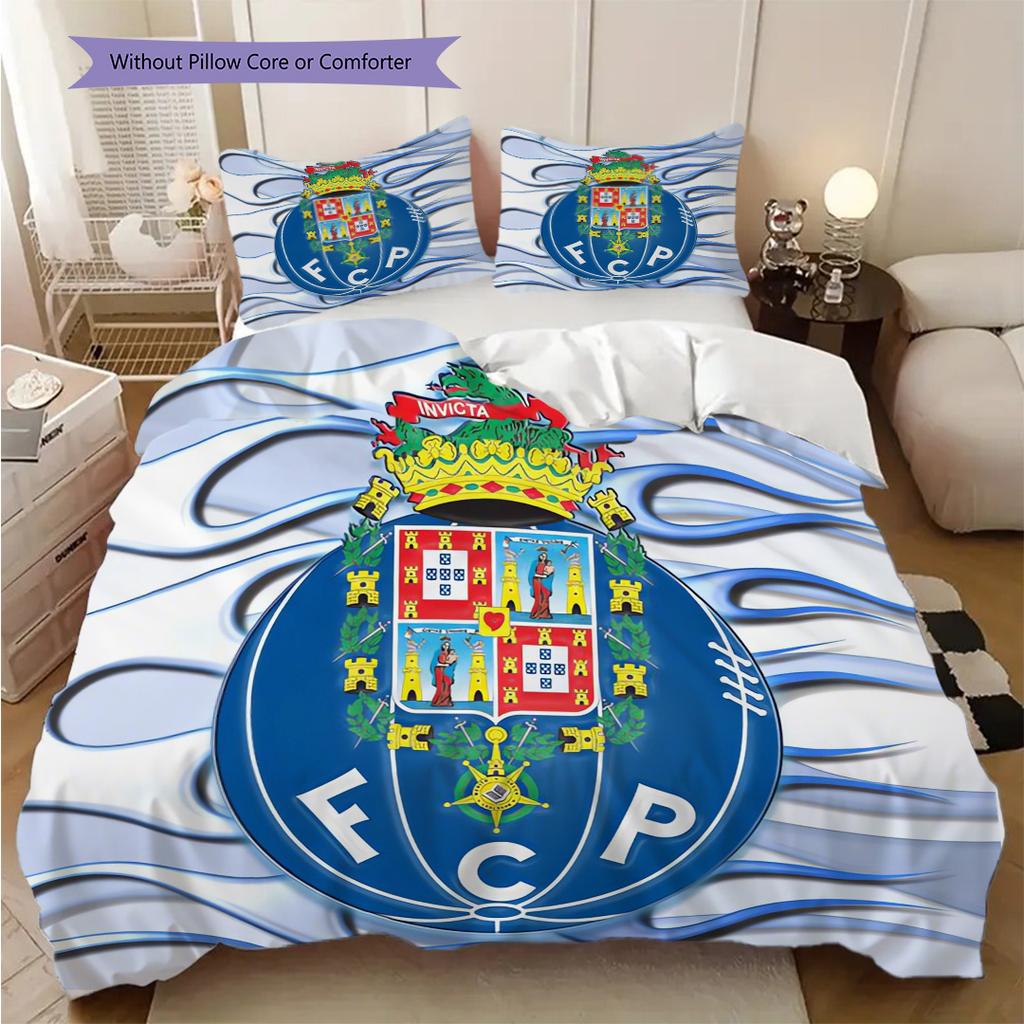 Porto Football Club Emblem Bedding (1 * duvet cover + 2 * pillowcase, without core) 2D Flat Christmas birthday gift Duvet cover and pillowcase