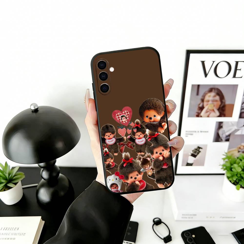 C-Cute M-monchhichis-s Phone Case Black Silicone Soft For Samsung Galaxy A73,A72,A71,A70,A53,A52,A51