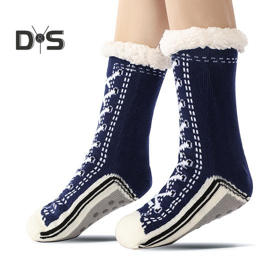 1 пара зимних носков с рисунком обуви, с плюшевой подкладкой, сохраняющих тепло, рождественские носки с высоким голенищем, гетры для ног, осенне-зимние носки-тапочки, праздничный подарок