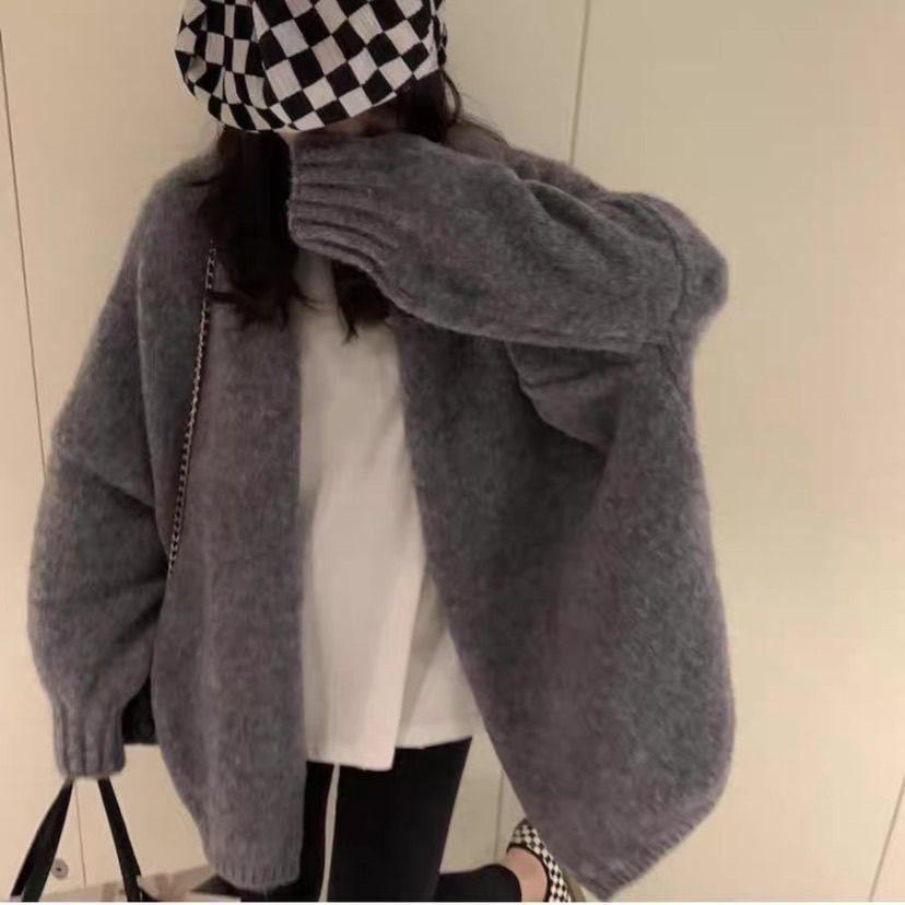 Autumn/Winter 2025 Women's Loose Knit Cardigan - Soft & Cozy Mid-Length Sweater