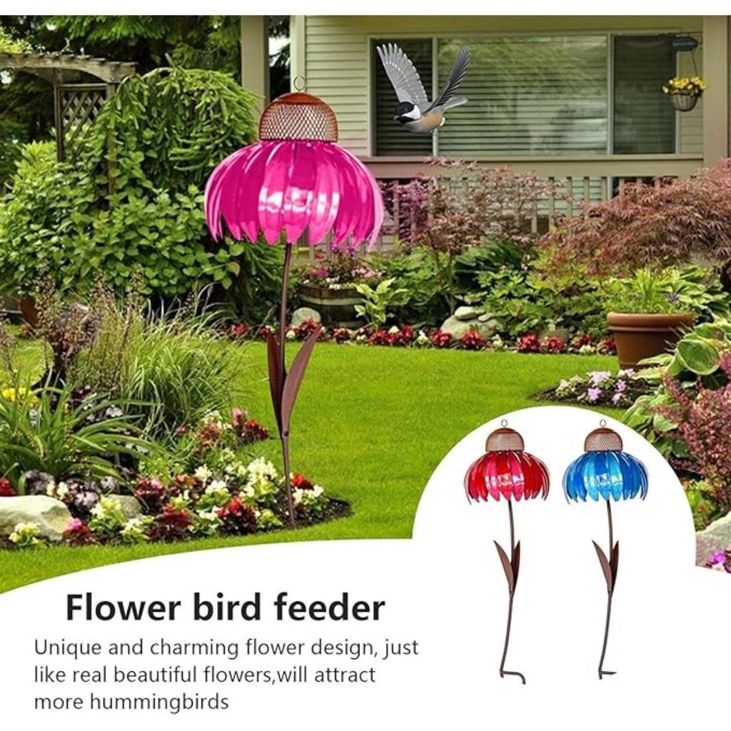 Металлическая кормушка для диких птиц в форме цветка, металлическая кормушка для птиц, кормушка для птиц для кормления на открытом воздухе, для украшения сада кардиналами с любителями птиц в качестве подарков