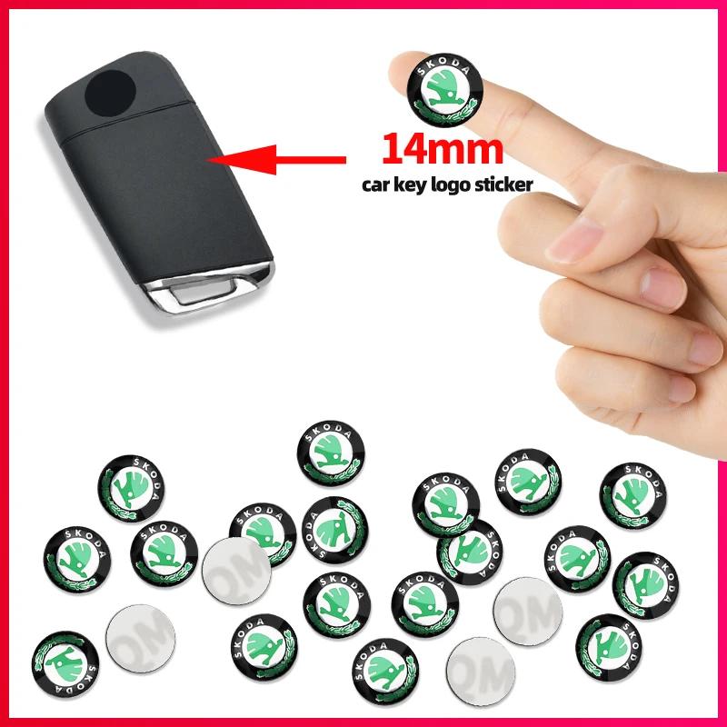 5/10Pcs 14mm Car Remote Key Sticker Aluminum Emblem Decal For Skoda Octavia Rapid Kodiaq Karoq Fabia Kamiq Superb Derivative knzh54