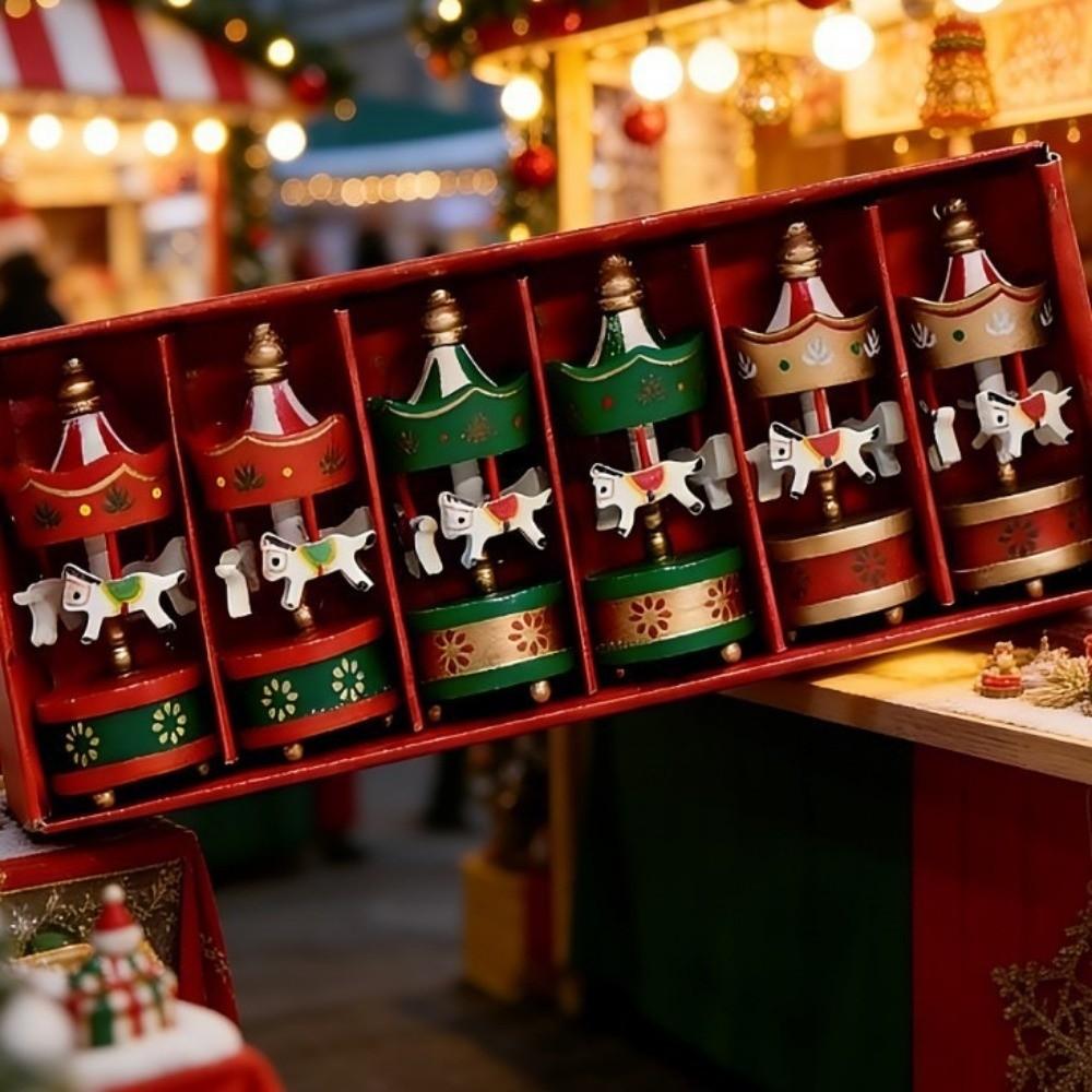 6Pcs DIY Crafts Christmas Carousel Ornament New Year Christmas Tree Decor Gifts