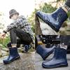 Men's Waterproof Rain Boots Outdoor Solid Color Fishing Boots Fashion Non-slip Waterproof Shoes Solid Color Mid-tube Rain Boots