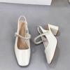 Fashion Champagne Gold One Strap Block Heel Baotou Sandals Mary Jane Women's Shoes 2025 Summer New Rhinestone