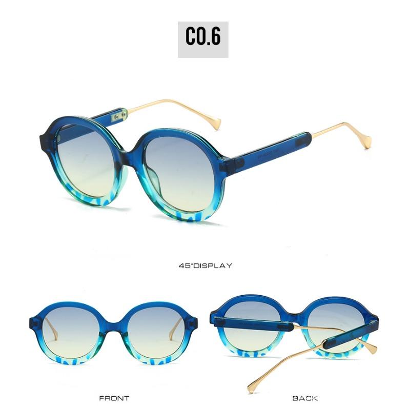 Fashion Women Round Frame Sunglasses New Luxury Brand Designer Sun Glasses Retro Trendy Shades UV400 Anti Blue-ray Glasses