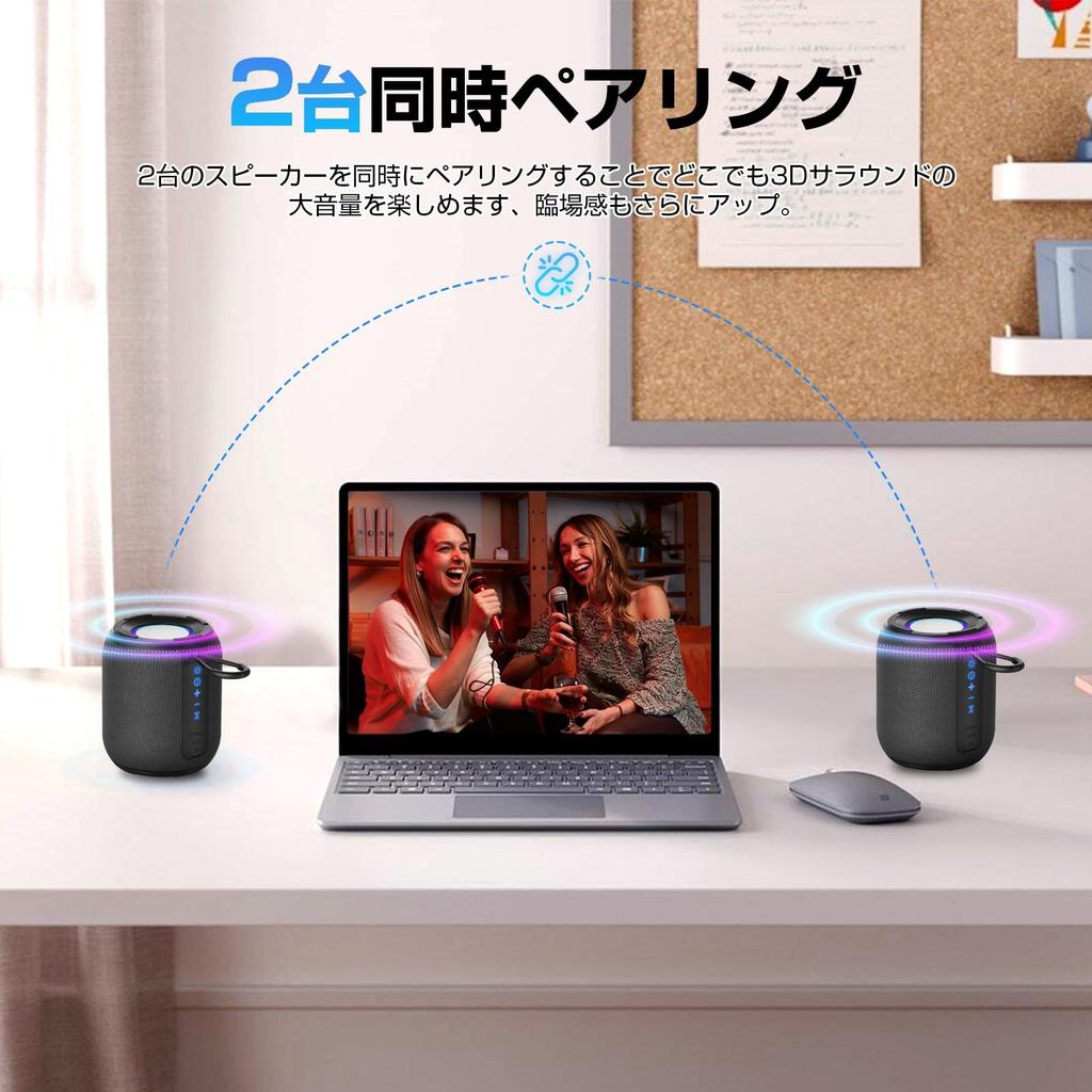 Improved Bluetooth Speaker with Enhanced Sound Omnidirectional Battery IPX7 RGB Portable TWS TF and AUX Support [2025 Model] Bass, Hi-Fi Quality, 360°