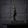 Witchcraft Theme Gift Halloween Witch Statue, LED Light Up Gothic Resin Figurine, Creepy Tabletop Sculpture Dark Fantasy Mysterious for Desktop
