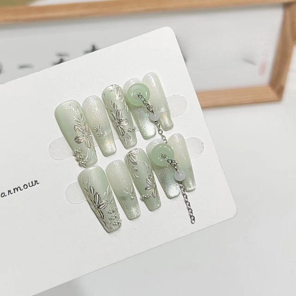 Украшения и Нефрит Высококлассное Чувство Носимая Броня Расписанное Вручную Волшебное Зеркало Маленький Кошачий Глаз Нейл-арт Цепь Пряжка Мира Накладные Ногти