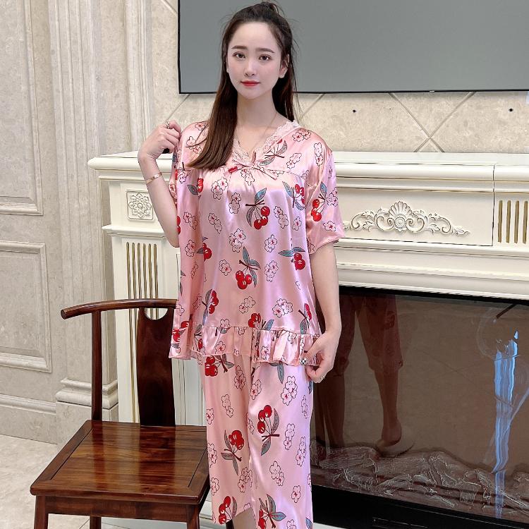 Пижамы летние капри женские пижамные комплекты с коротким рукавом элегантные пижамы атласные шелковые пижамы домашняя одежда