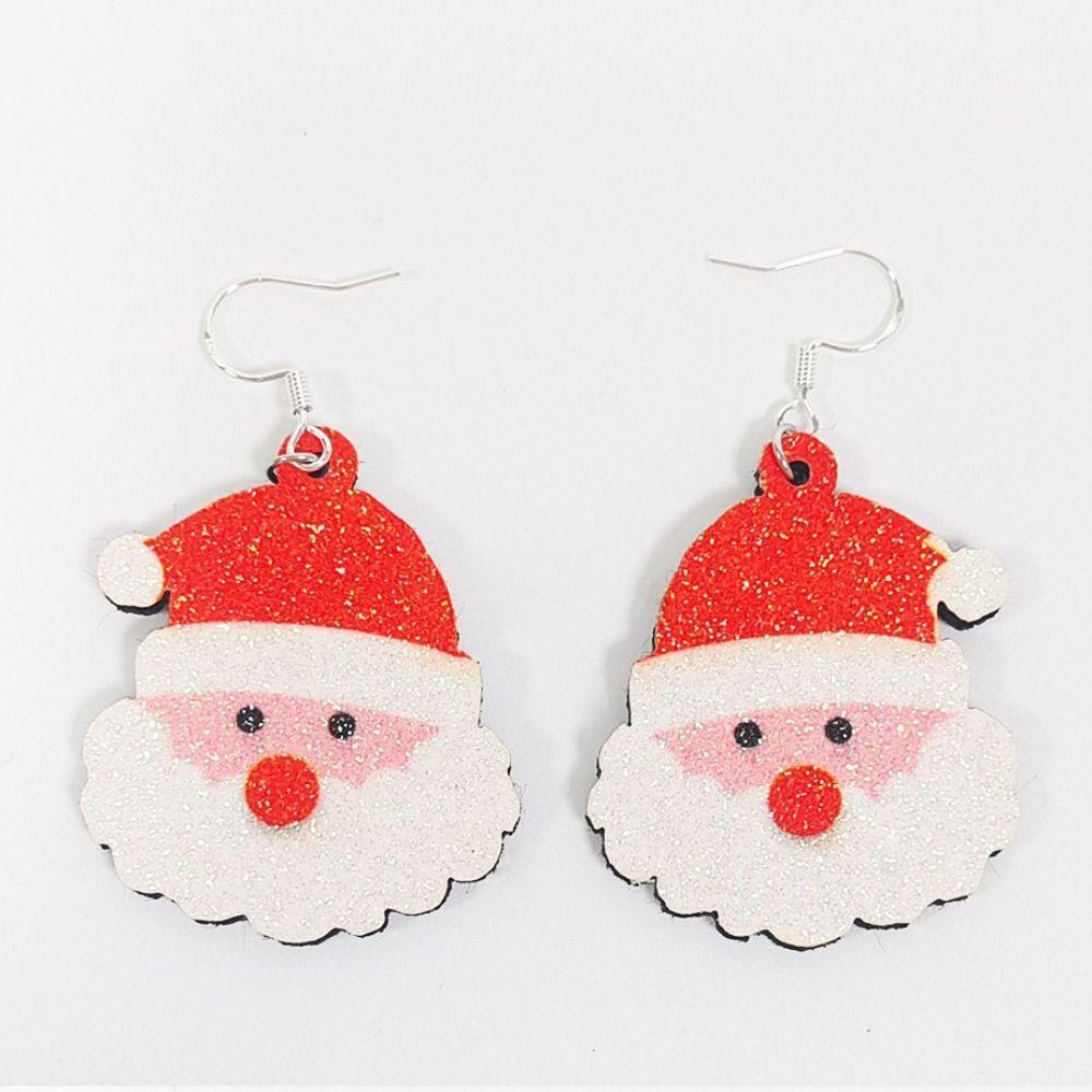 1Pair Handmade Sew Santa Claus Earrings Christmas Tree Xmas Eardrop Christmas Earring Party