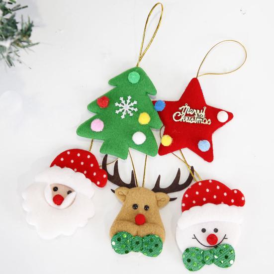 5 шт. подвеска на рождественскую елку плюшевый мини Санта олень елка звезда декор для дома рождественский подвесной аксессуар для праздничной елки домашний декор