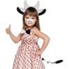Cow Animal Costume Include Headband Tail Bowtie Nose Skirt Halloween Animal Role Play Outfit Accessory for Kid Adult