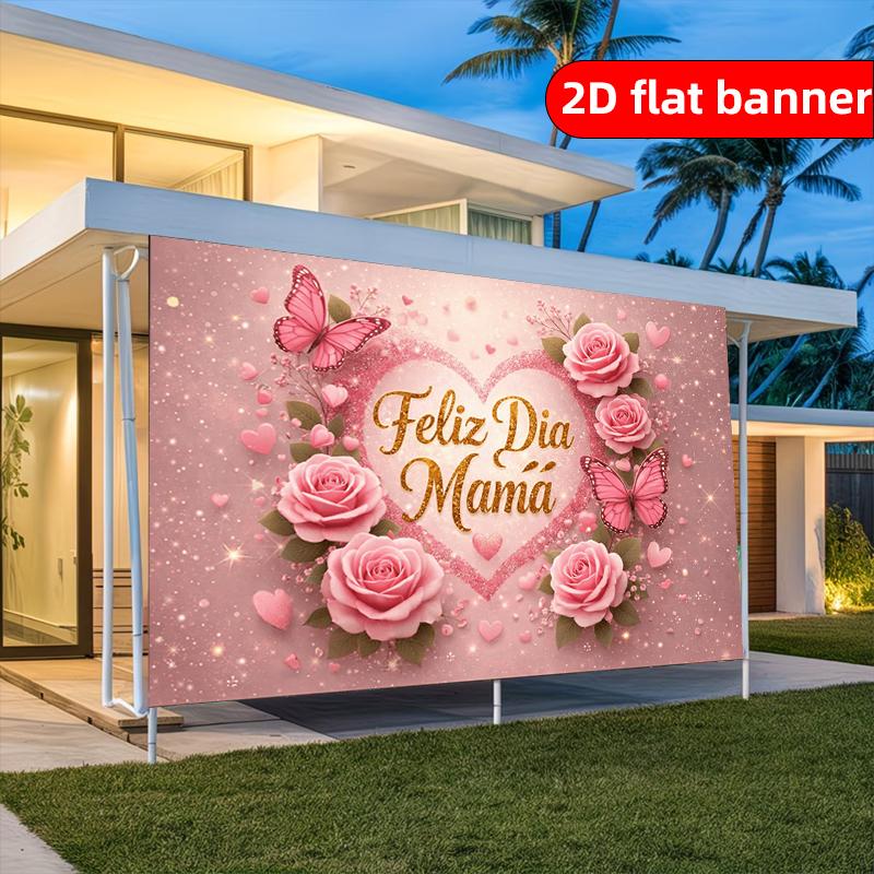 2D flat warm Mother's Day background cloth center gold "Feliz D í a de la Mam á" Spanish artistic word