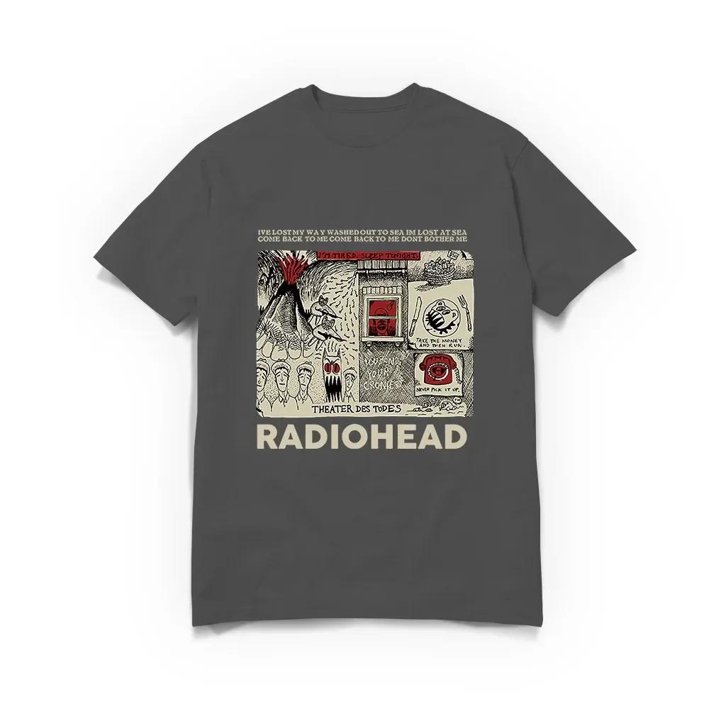 Мужские и женские винтажные футболки Radiohead, хлопковые повседневные шорты, фирменные футболки с большим принтом, мужская одежда