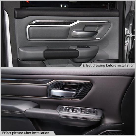 Carbon Fiber ABS Inner Side Door Handle Cover trim For - Dodge Ram 1500