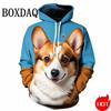 Spring Autumn Harajuku 3D Print Long Sleeve Loose Hoodies For Women Cute Animal Corgi Graphic Hooded Hoody Fashion Sweatshirts Tops