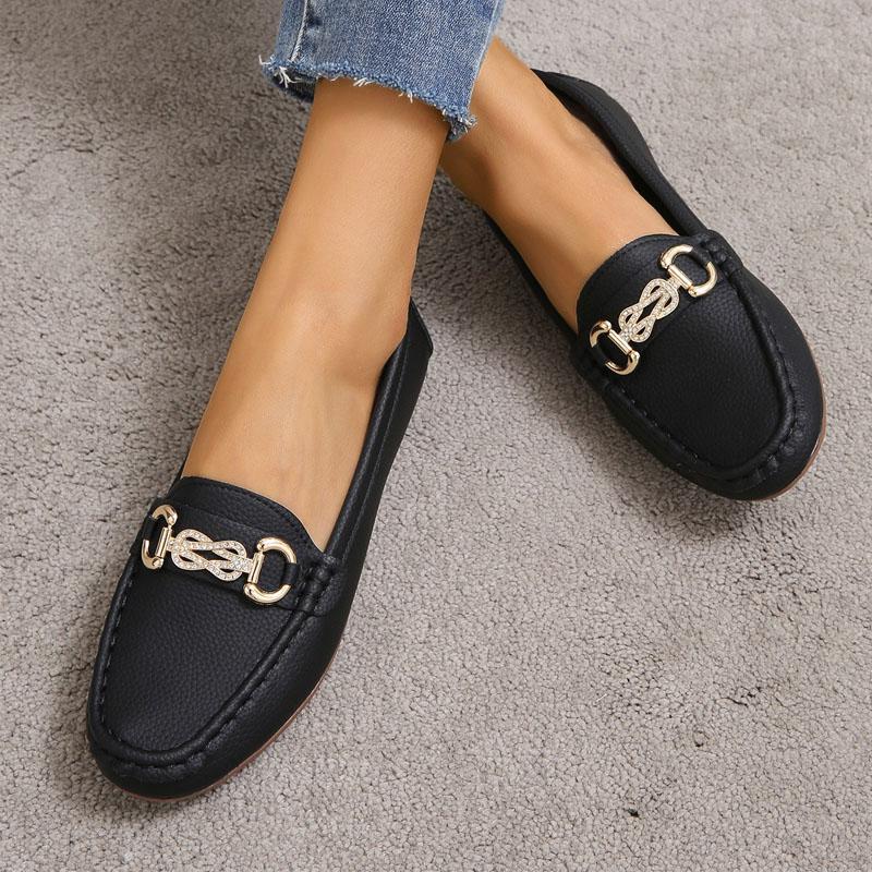 Женские новые туфли на плоской подошве, модные туфли со стразами и пряжкой, повседневные туфли на мягкой подошве, женские туфли-лоферы без застежек, удобная женская рабочая обувь