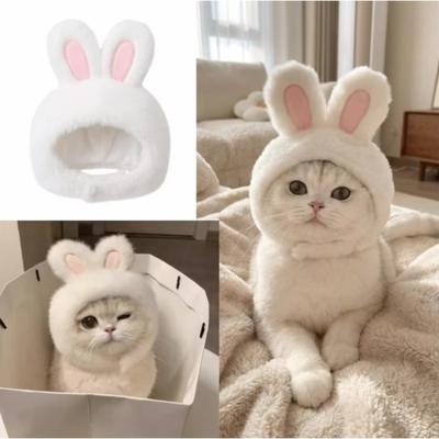 1 шт. Шляпа с ушками кролика для кошек и собак, Вязаный костюм для питомцев, Головной убор, Накидка, Забавная одежда в виде животных для фото и переодевания, Аксессуары для питомцев