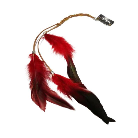 Заколка для волос в виде пера, цветная кожаная длинная заколка для волос с кисточками, легко сочетающийся головной убор, аксессуары для волос для тематических вечеринок