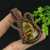 Natural Bamboo Jasper Gemstone Handmade Copper Wire Wrap Pendant 2.25 Z0g81